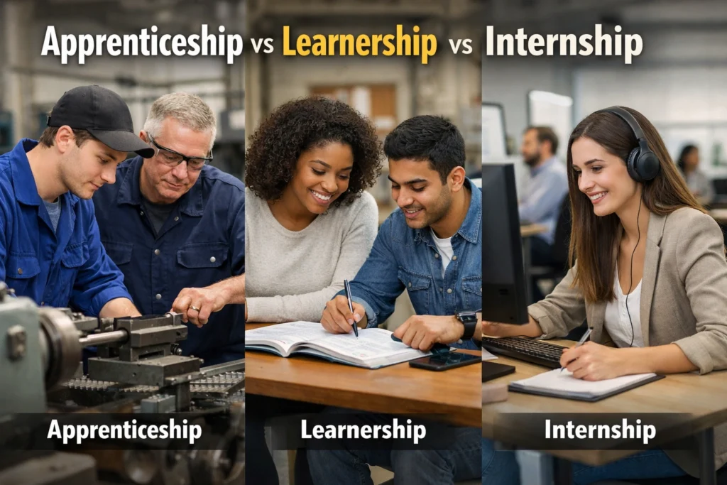 Apprenticeship vs Learnership vs Internship