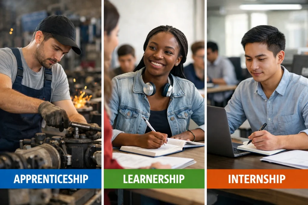 Apprenticeship vs Learnership vs Internship