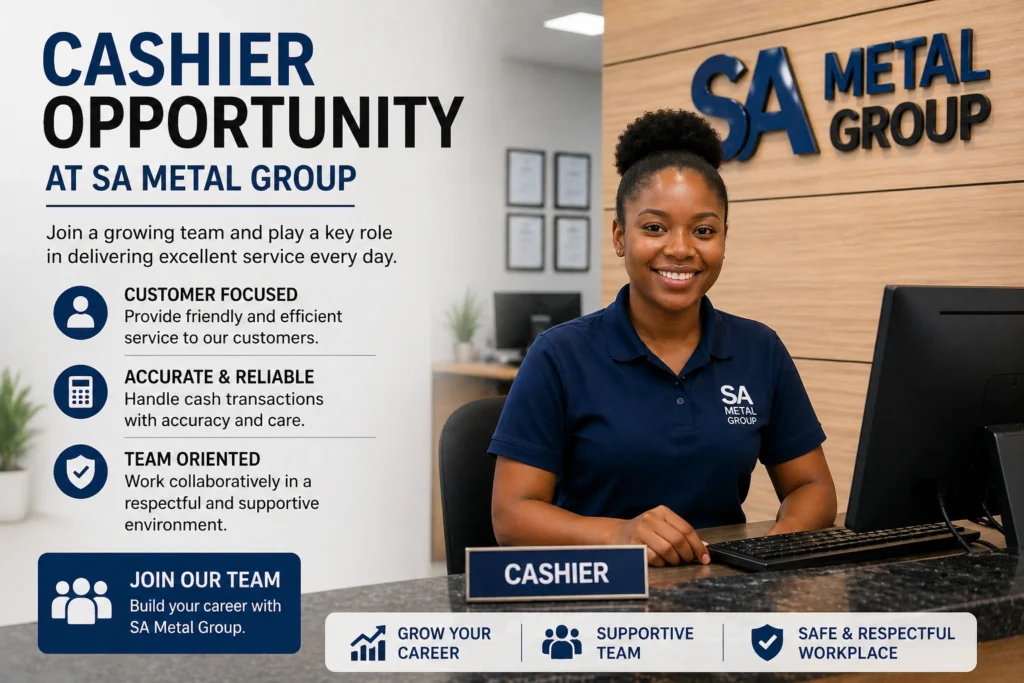 Cashier opportunity at SA Metal Group