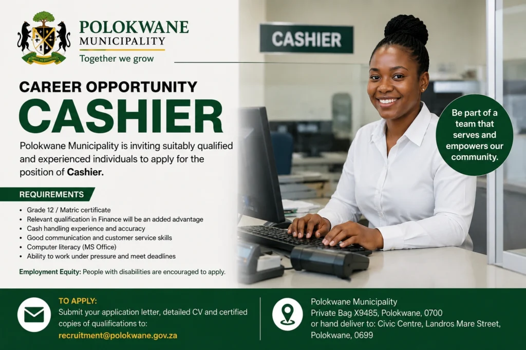 Polokwane Municipality Cashier Opportunity